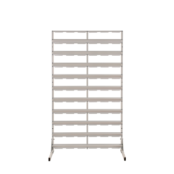 REGAŁ WARSZTATOWY JEDNOSTRONNY  1610 X 940 X 380mm + POJENIKI 60 SZT.