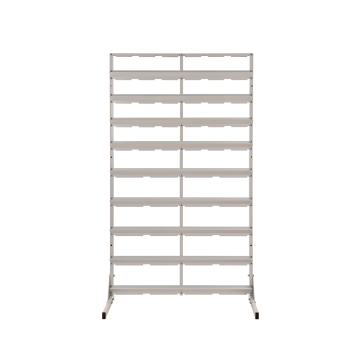 REGAŁ WARSZTATOWY JEDNOSTRONNY 1610 X 94O X 380mm + POJEMNIKI  46 SZT.